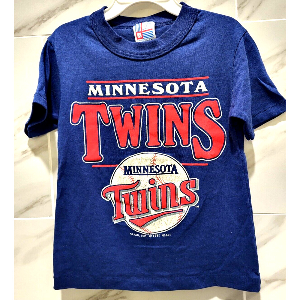 Vintage 1988 Minnesota Twins Tee Blue Red White Cotton Blend Child S 6-8 YK